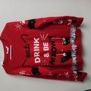 🎅🏼 Eat, Drink, & Be Meowy Ugly Christmas Sweater 🎄 cat